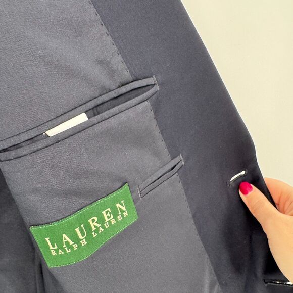 Ralph Lauren LRL Gold Button Wool Blazer Mens 44L Navy Sport Coat Jacket Classic - Picture 5 of 11